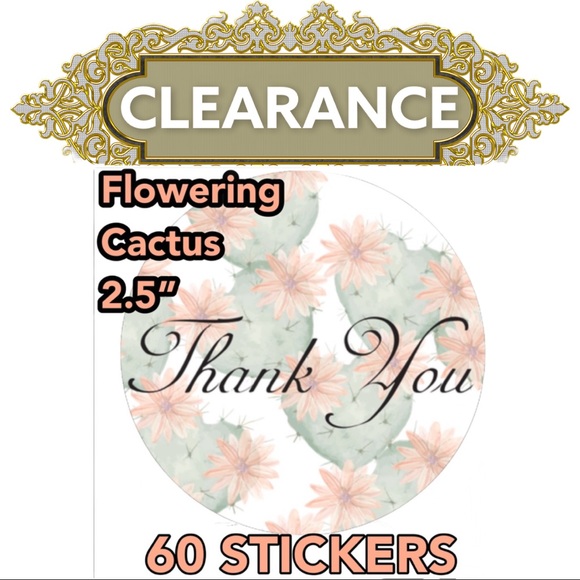 Other - 60 Flowering Cactus Stickers CLEARANCE